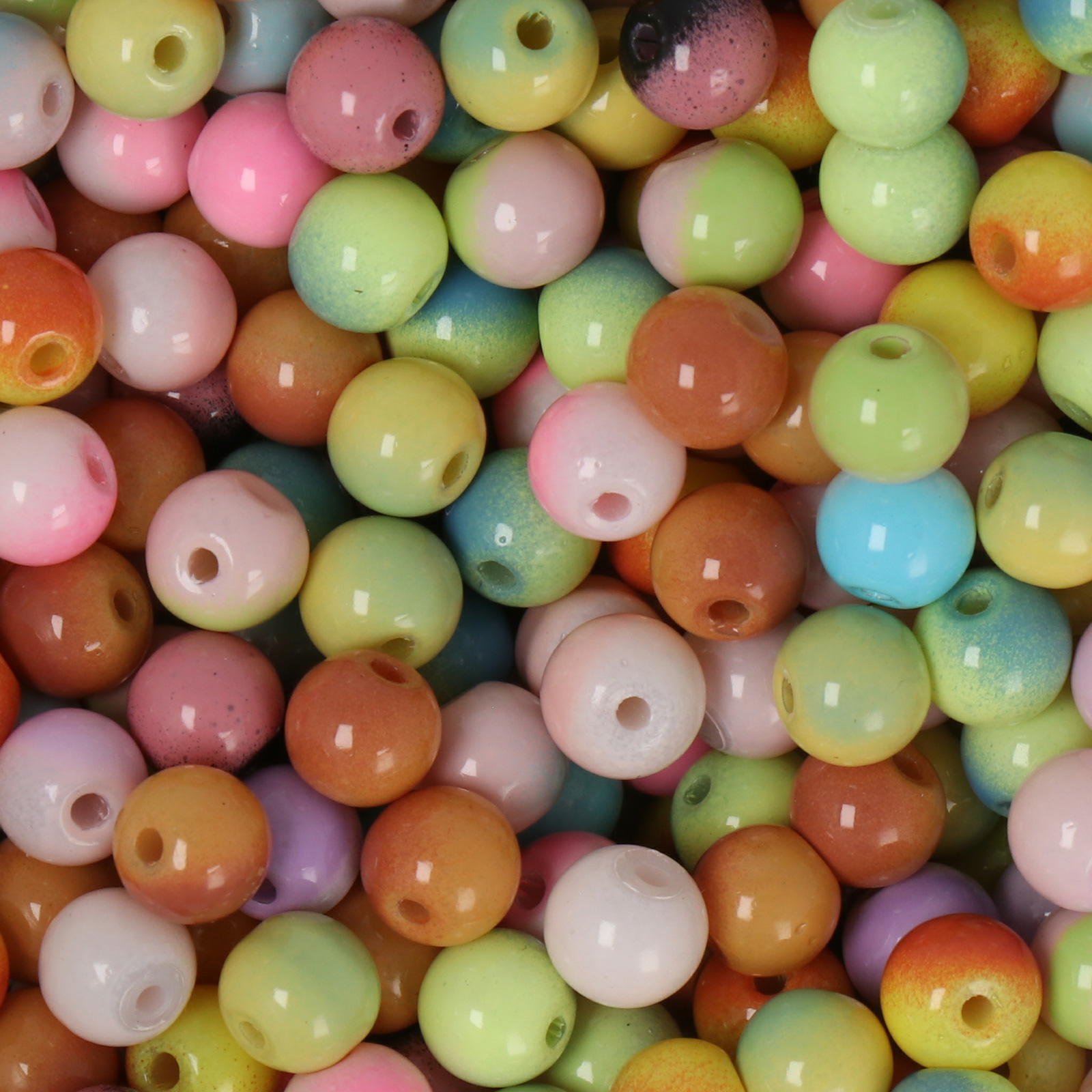 frizzy glass bead - bubblegum mix color - smooth round 6mm (100pc aprox.) | 30gr