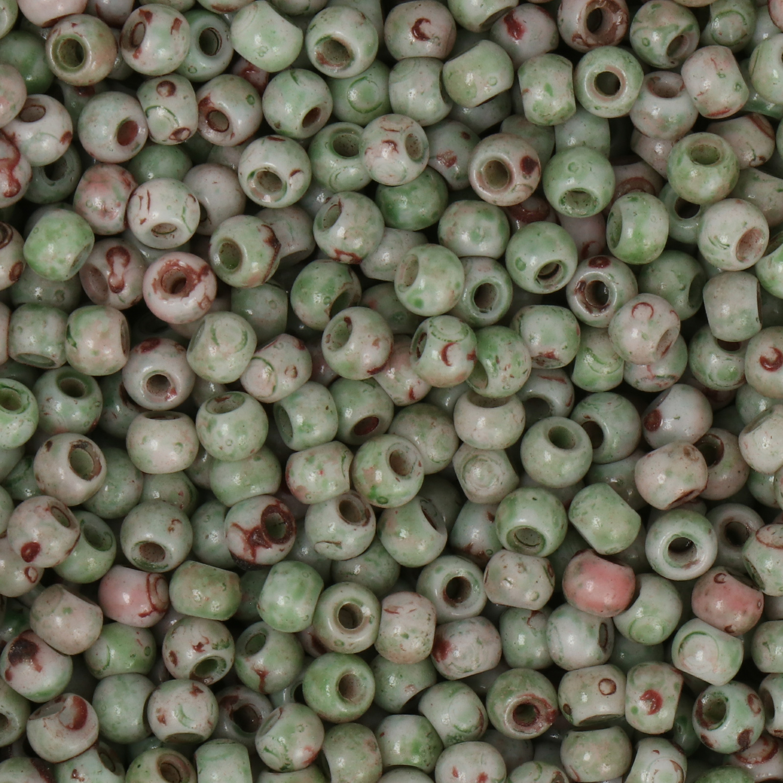 frizzy glass bead - picasso mint - smooth roundelle 4x3mm (500pc aprox.) | 30gr