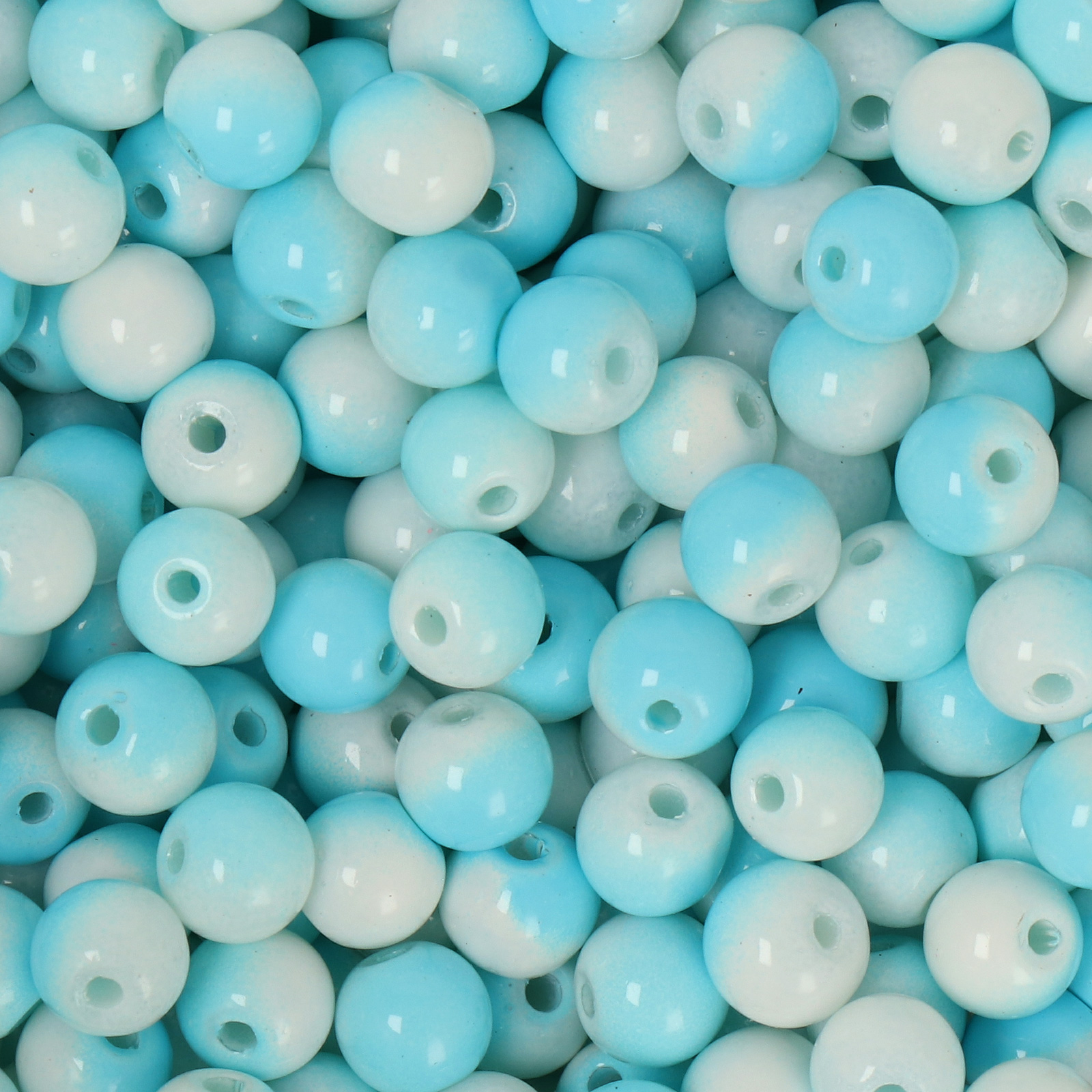 frizzy glass bead - bubblegum sky blue - smooth round 6mm (100pc aprox.) | 30gr
