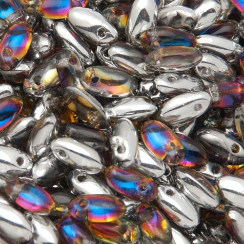 czech glass rizo beads - crystal volcano 6x2,5mm | 10gr