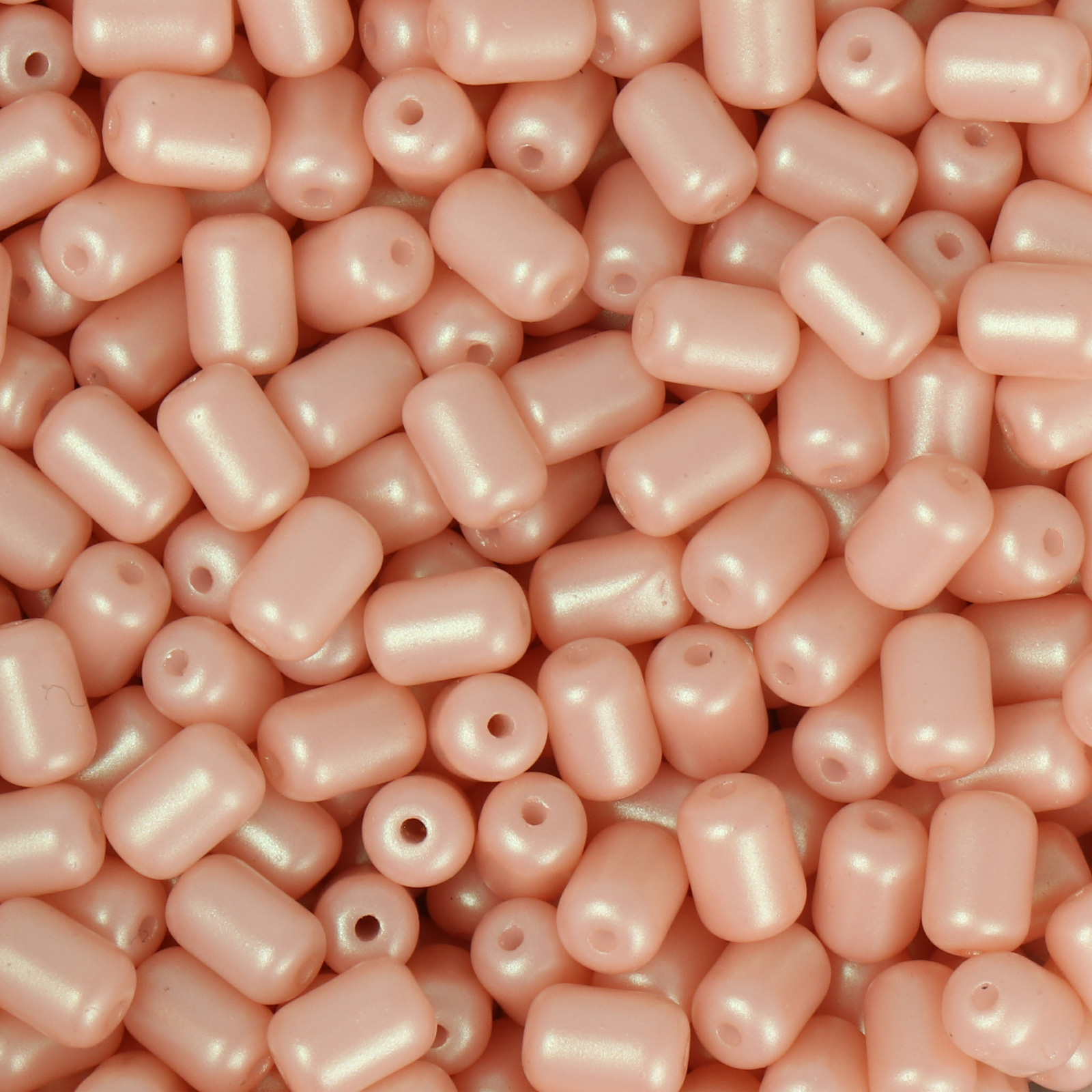 frizzy glass bead - soft pastel peach - smooth tube 6x4mm (160pc aprox.) | 30gr