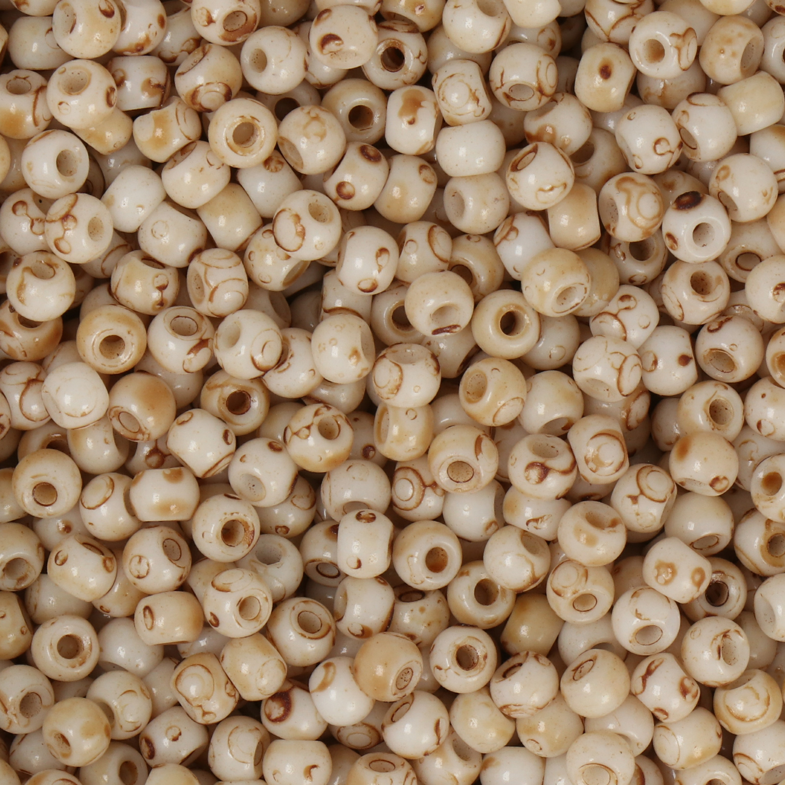 frizzy glass bead - picasso beige - smooth roundelle 4x3mm (500pc aprox.) | 30gr