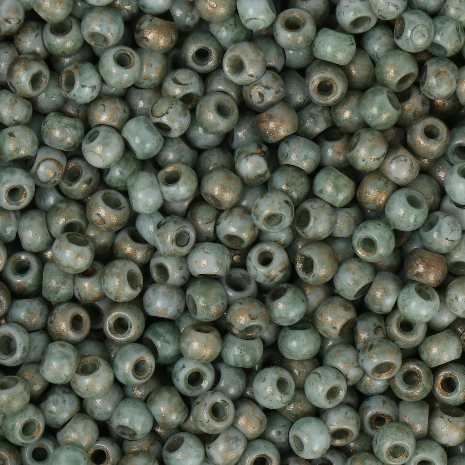 frizzy glass bead - picasso turquoise/bronze - smooth roundelle 4x3mm (500pc aprox.) | 30gr