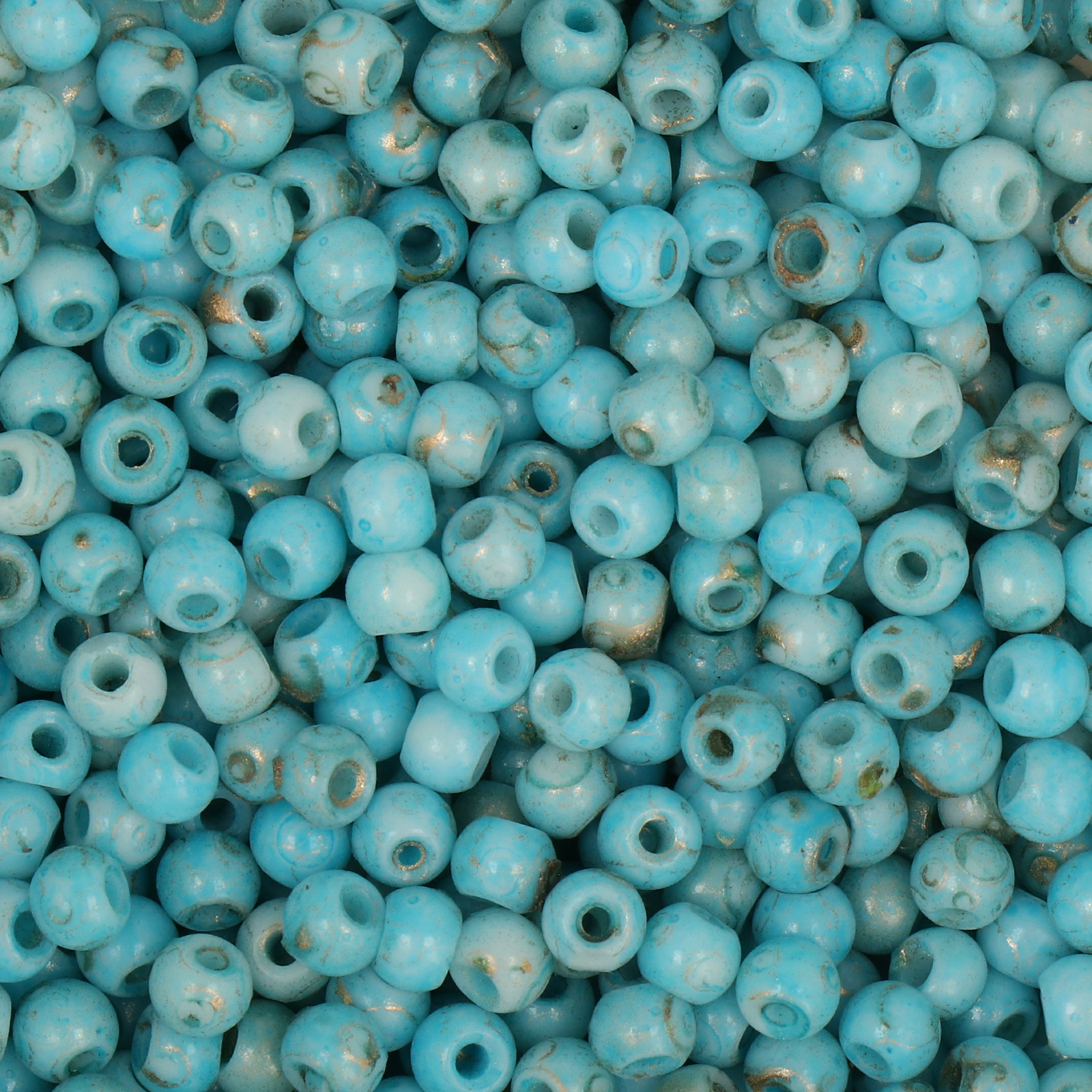 frizzy glass bead - picasso sky blue - smooth roundelle 4x3mm (500pc aprox.) | 30gr