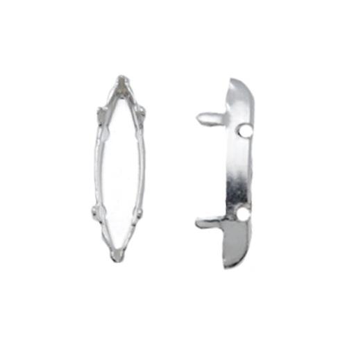 silver plated sew-on setting for navette fancy stone (4200) 15x4mm | 6pc
