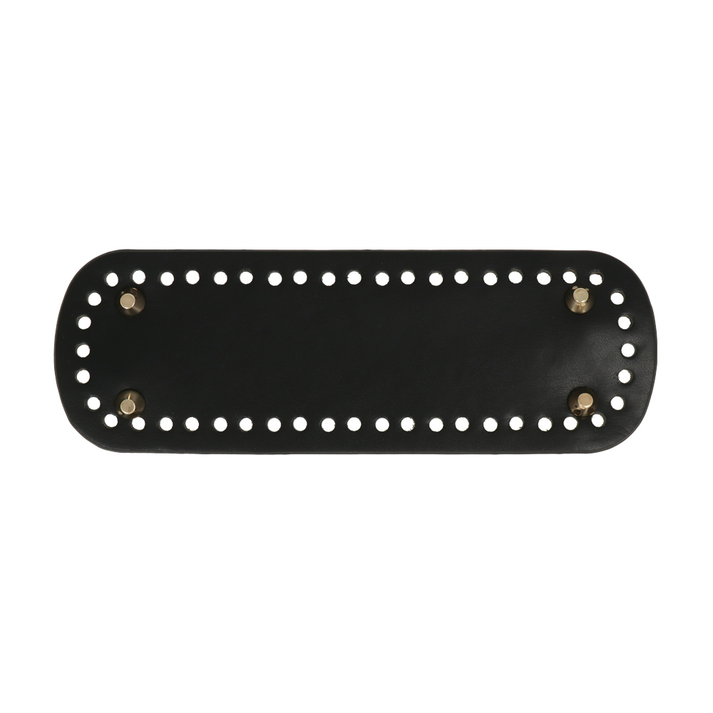 black pu leather bottom bag oval 24x8cm with gold bag feet | 1pc