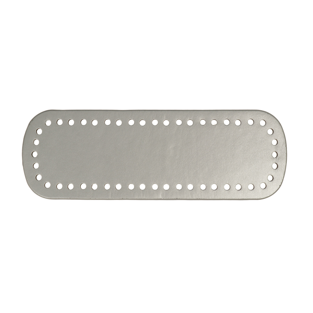 silver pu leather bottom bag oval 24x8cm | 1pc