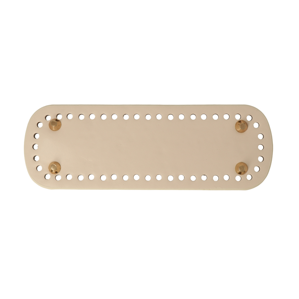 ivory pu leather bottom bag oval 24x8cm with gold bag feet | 1pc
