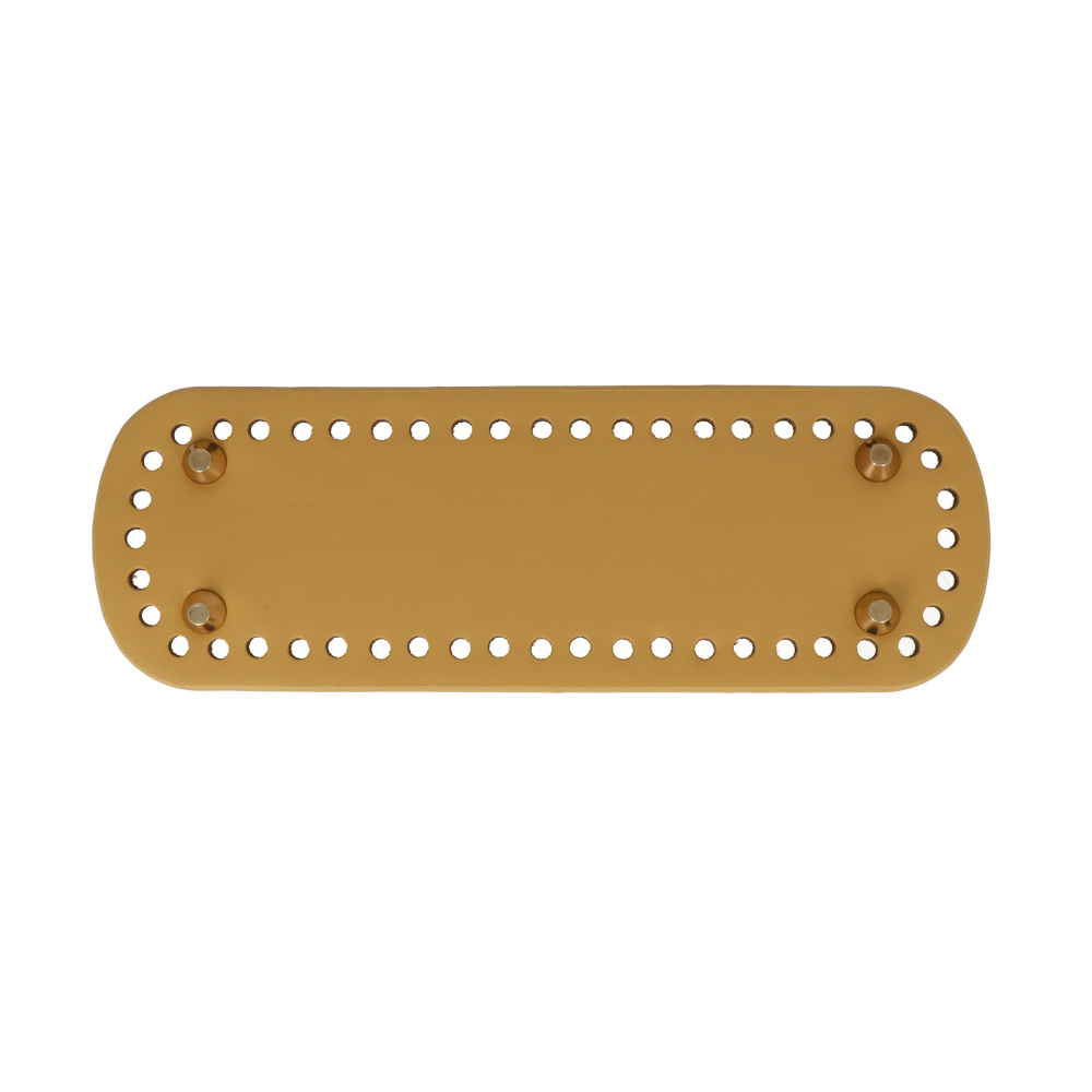 ochre pu leather bottom bag oval 24x8cm with gold bag feet | 1pc