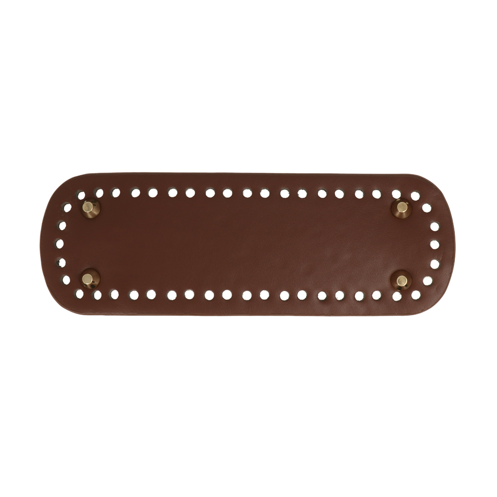 brown pu leather bottom bag oval 24x8cm with gold bag feet | 1pc