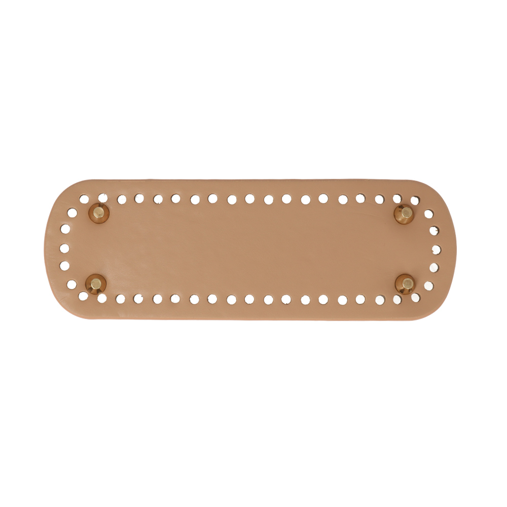 camel pu leather bottom bag oval 24x8cm with gold bag feet | 1pc