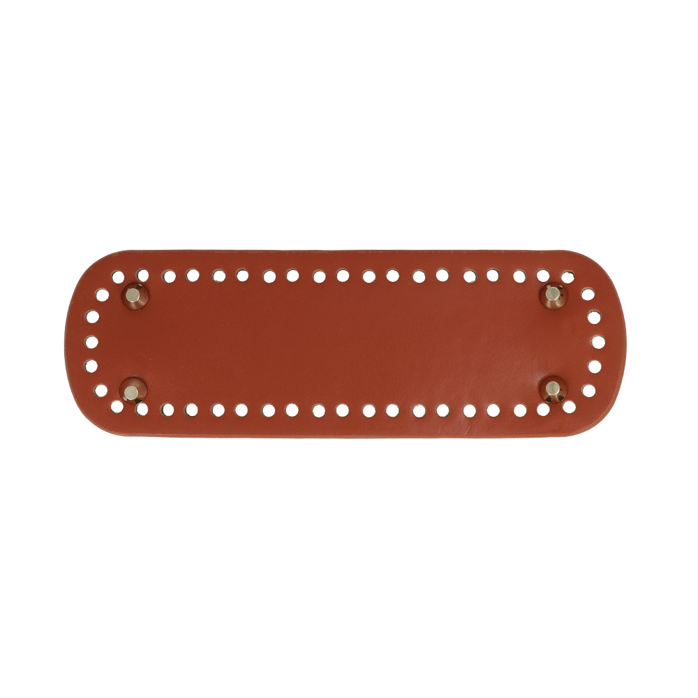 terracotta pu leather bottom bag oval 24x8cm with gold bag feet | 1pc