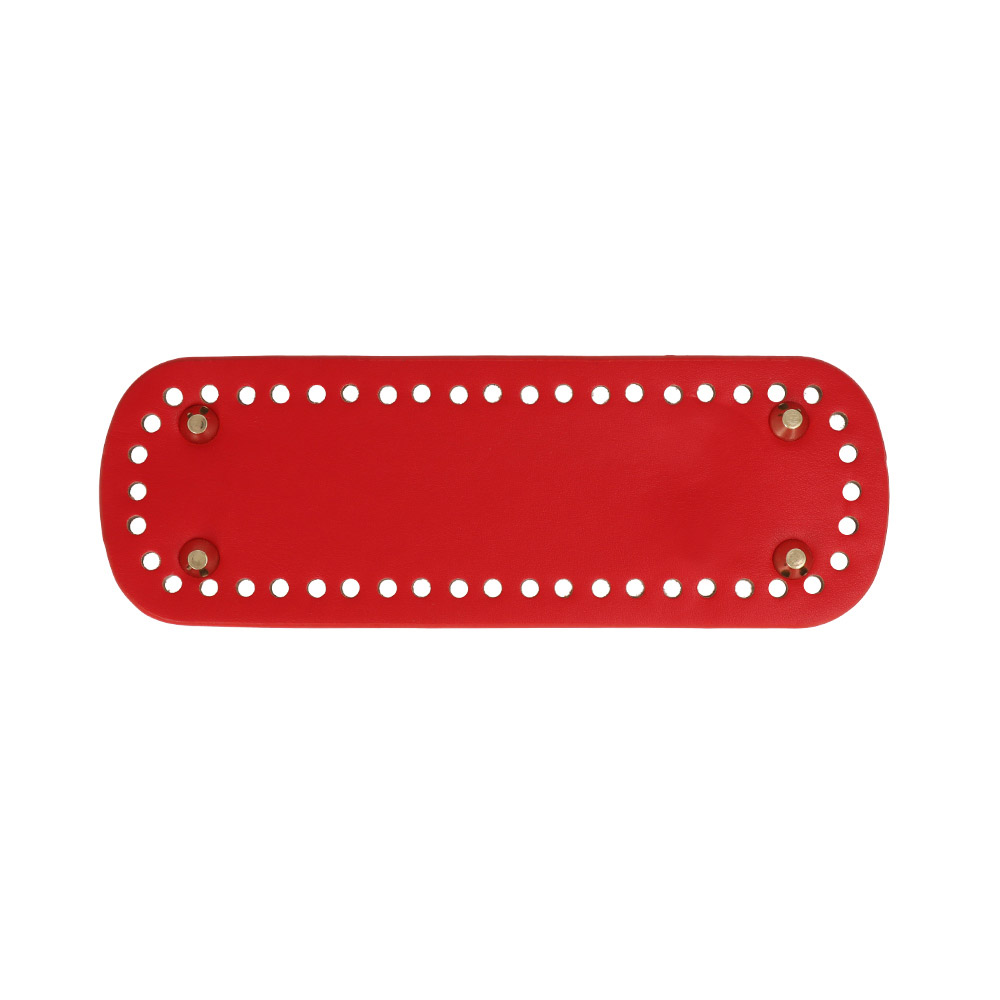red pu leather bottom bag oval 24x8cm with gold bag feet | 1pc