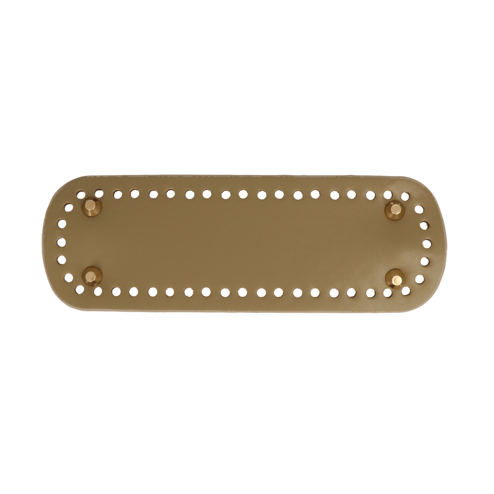 olive green pu leather bottom bag oval 24x8cm with gold bag feet | 1pc