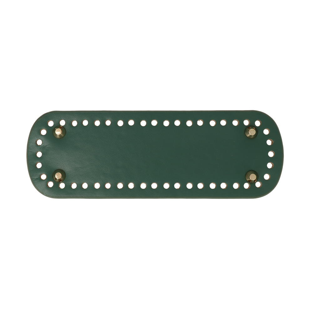 forest green pu leather bottom bag oval 24x8cm with gold bag feet | 1pc