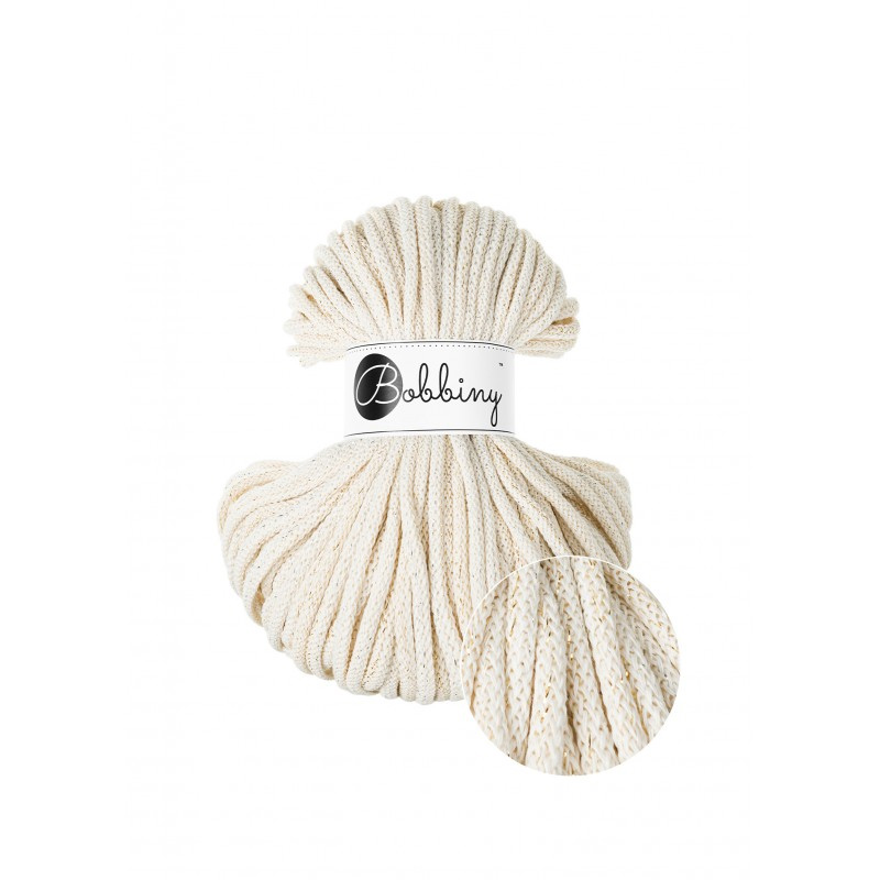 bobbiny premium braided cord - shiny natural 5mm - 50mt | 1st