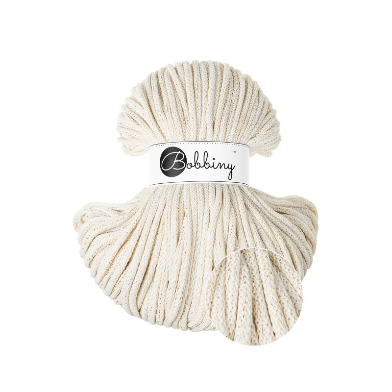 bobbiny premium braided cord - shiny natural 5mm - 100mt | 1pc