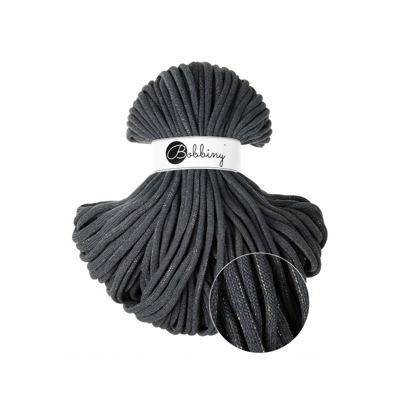 bobbiny jumbo braided cord - shiny charcoal 9mm - 100mt | 1pc