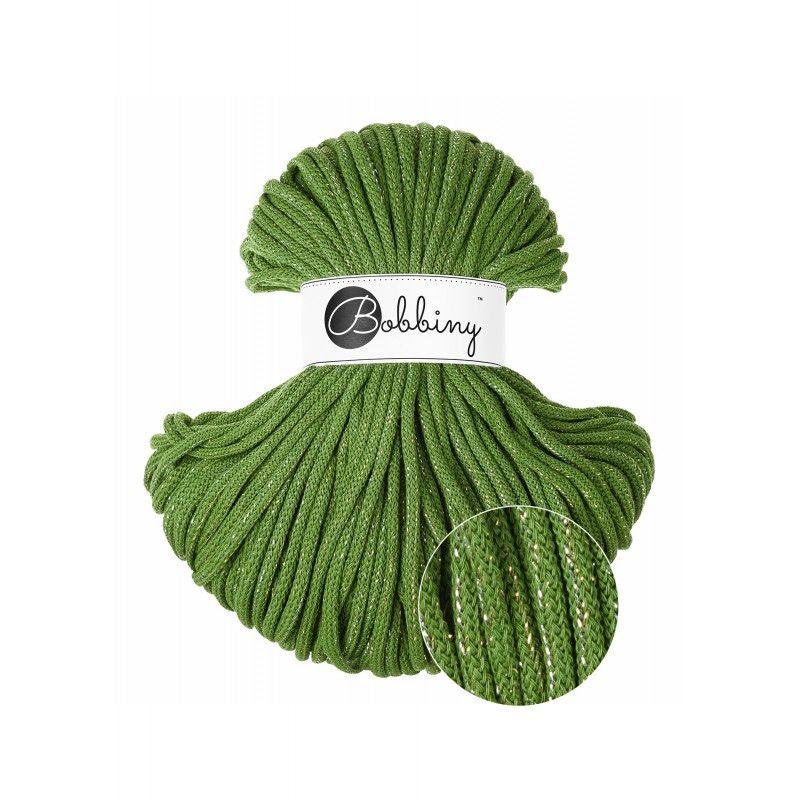 bobbiny premium braided cord - shiny moss green 5mm - 100mt | 1pc