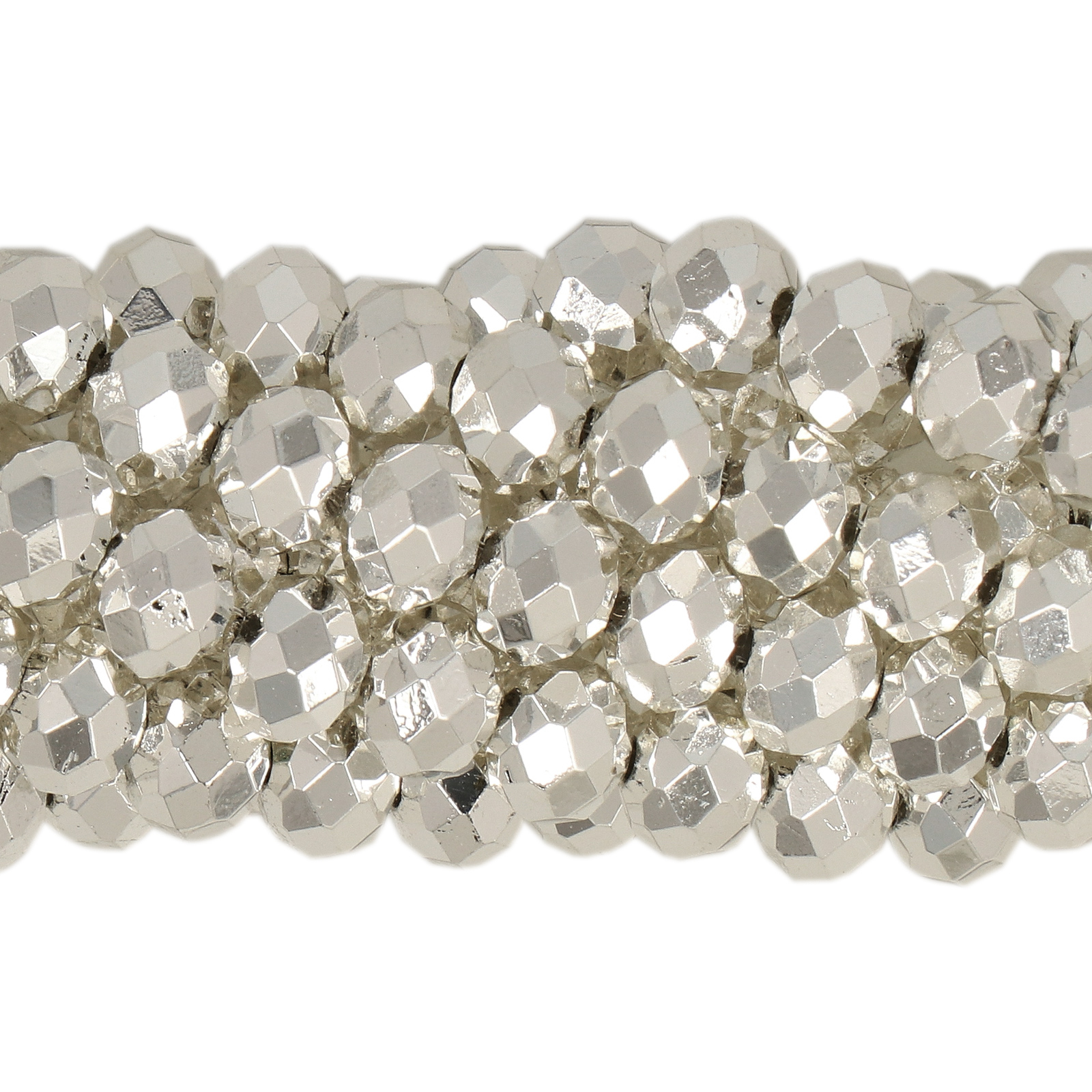 new metal silver real chinese crystal faceted roundelle 6x4mm | 1 strand