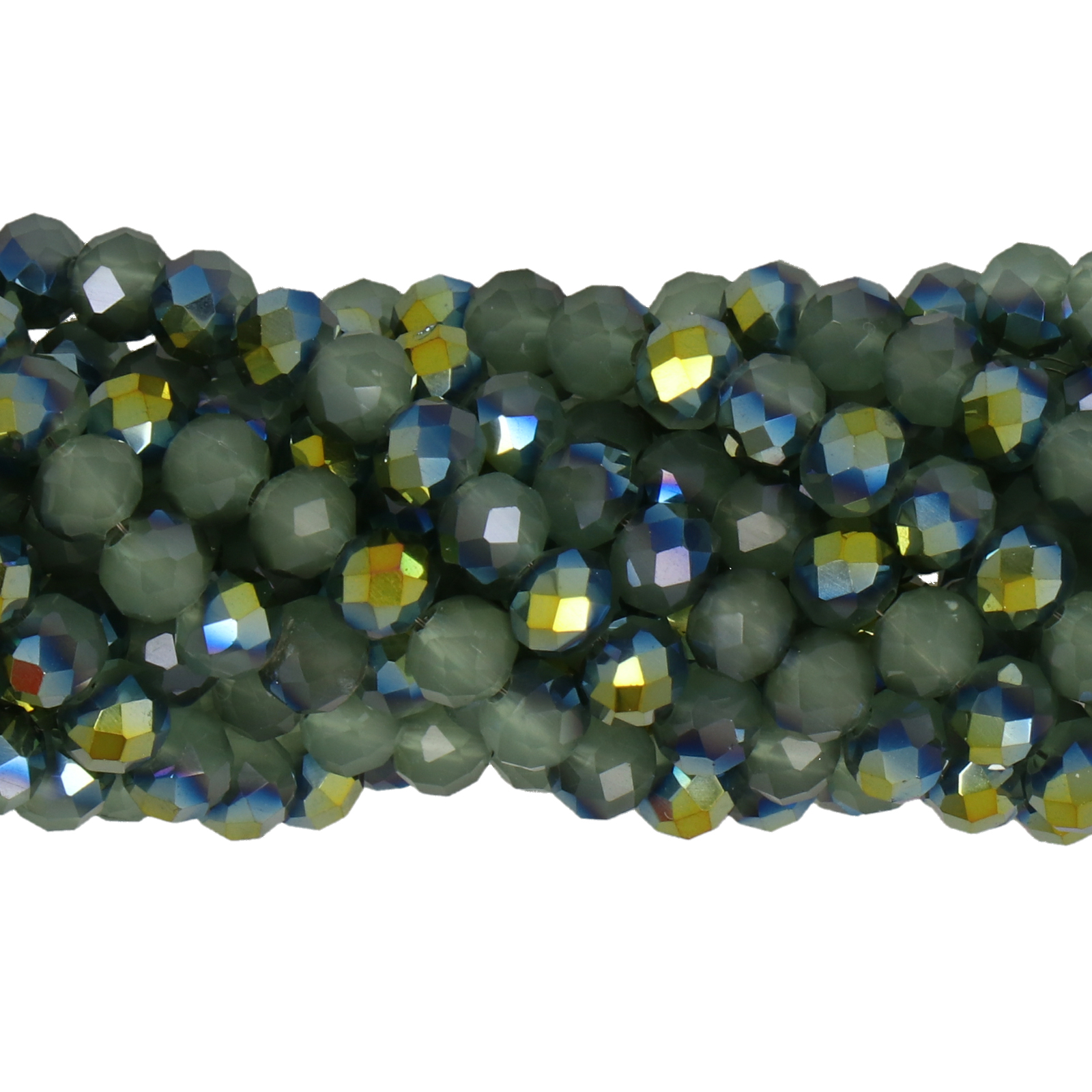 chinese glasperlen facettiertes rondelle opal mint metallic iris gold 4x3mm | 1-strang