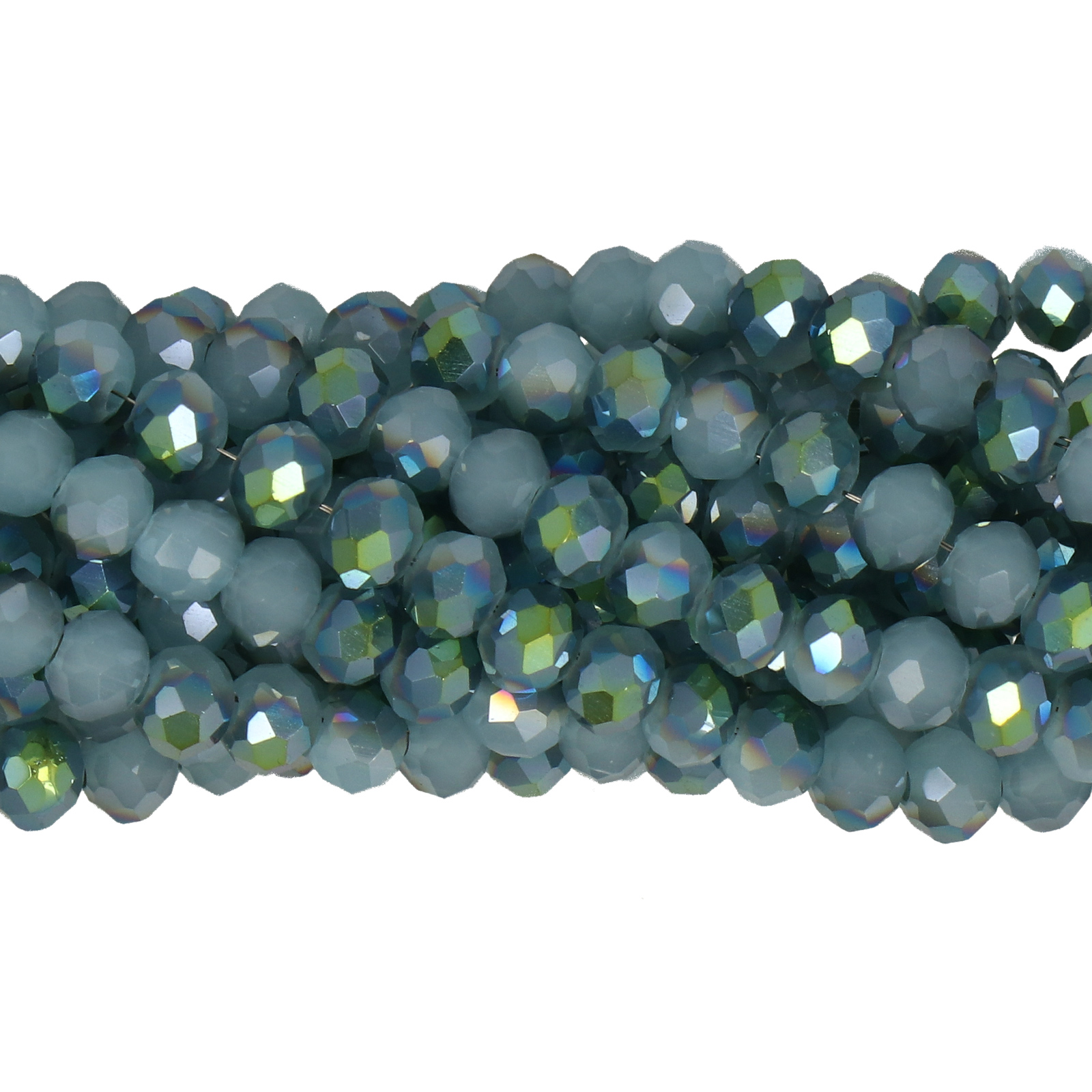 chinese glasperlen facettiertes rondelle opal sugar paper metallic iris 4x3mm | 1-strang