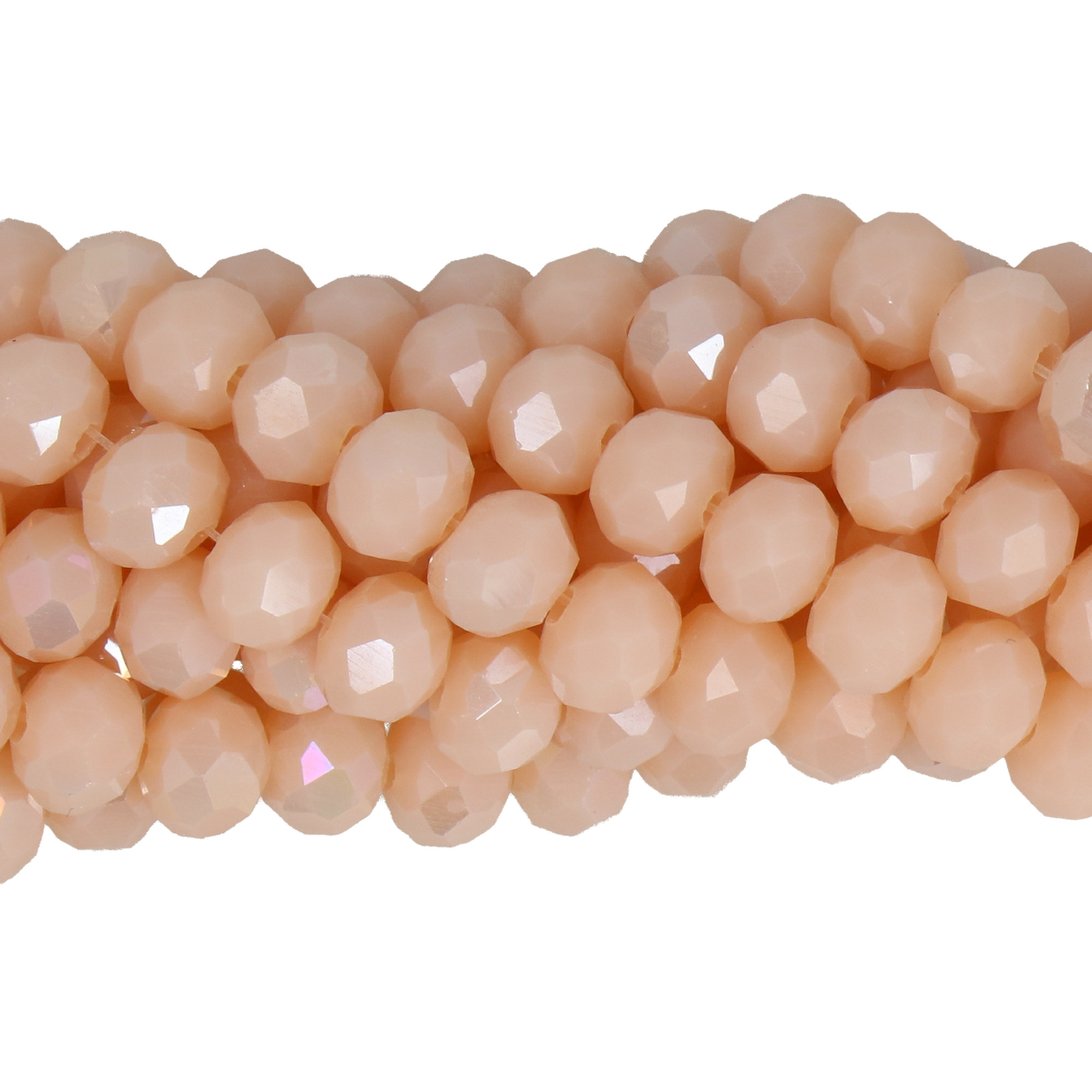 opaque champagne ab chinese crystal faceted roundelle 6x4mm | 1 strand