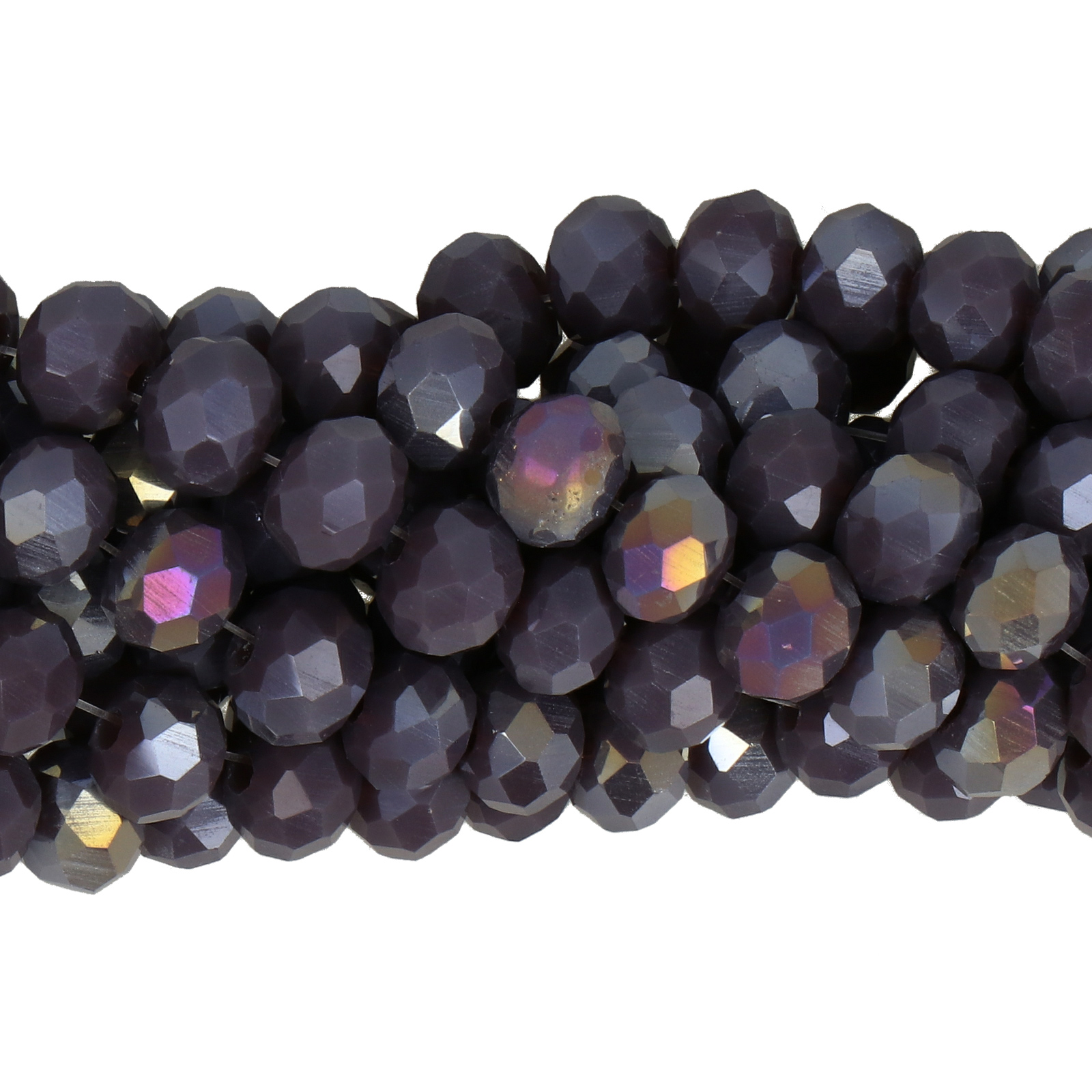 opaque dark purple ab chinese crystal faceted roundelle 6x4mm | 1 strand