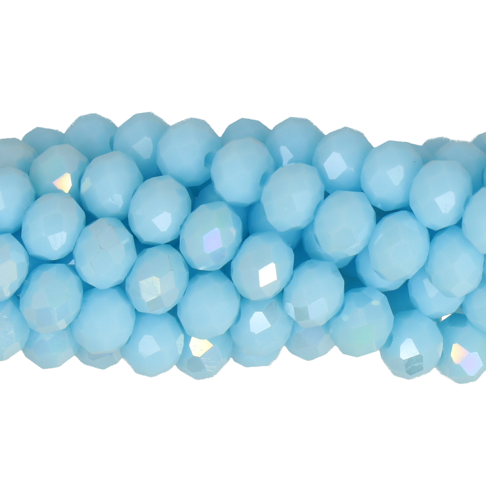 chinese glasperlen facettiertes rondelle opaque light blue ab 6x4mm | 1-strang