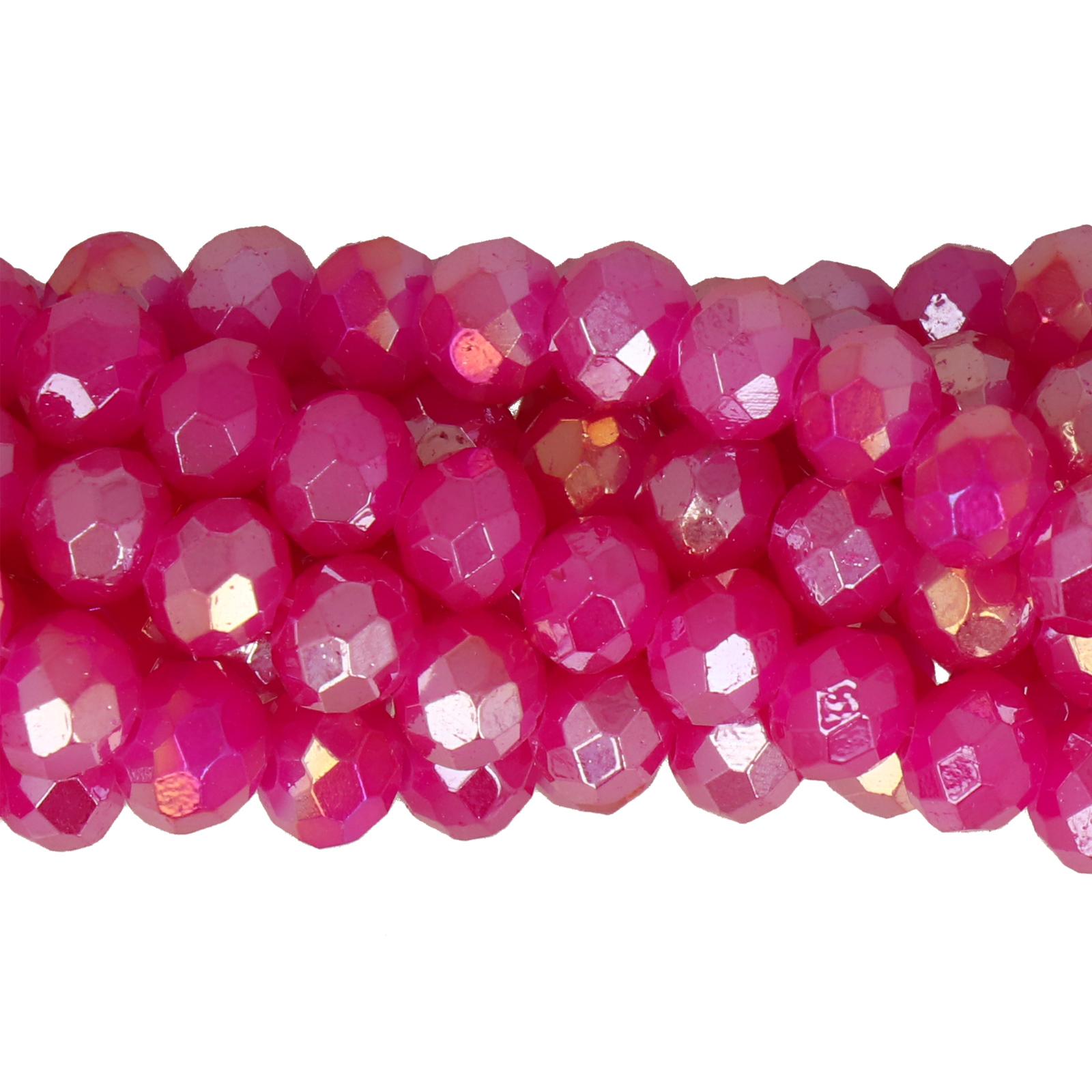 opaque fuchsia ab chinese crystal faceted roundelle 6x4mm | 1 strand