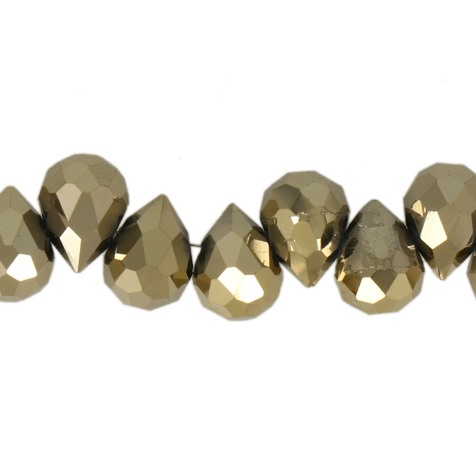 chinese glasperlen briolette tropfen metallic light gold 10x8mm | 15st