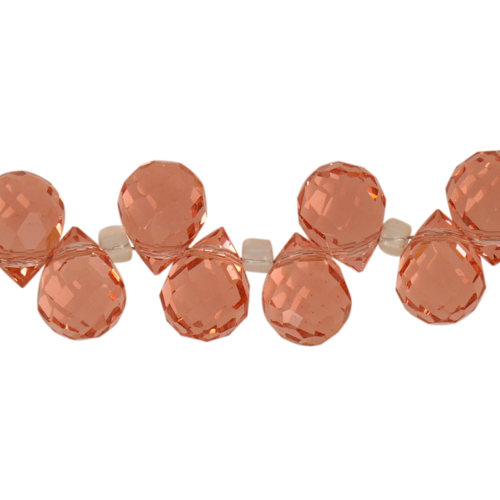 peach chinese crystal faceted briolette 10x8mm | 15pc