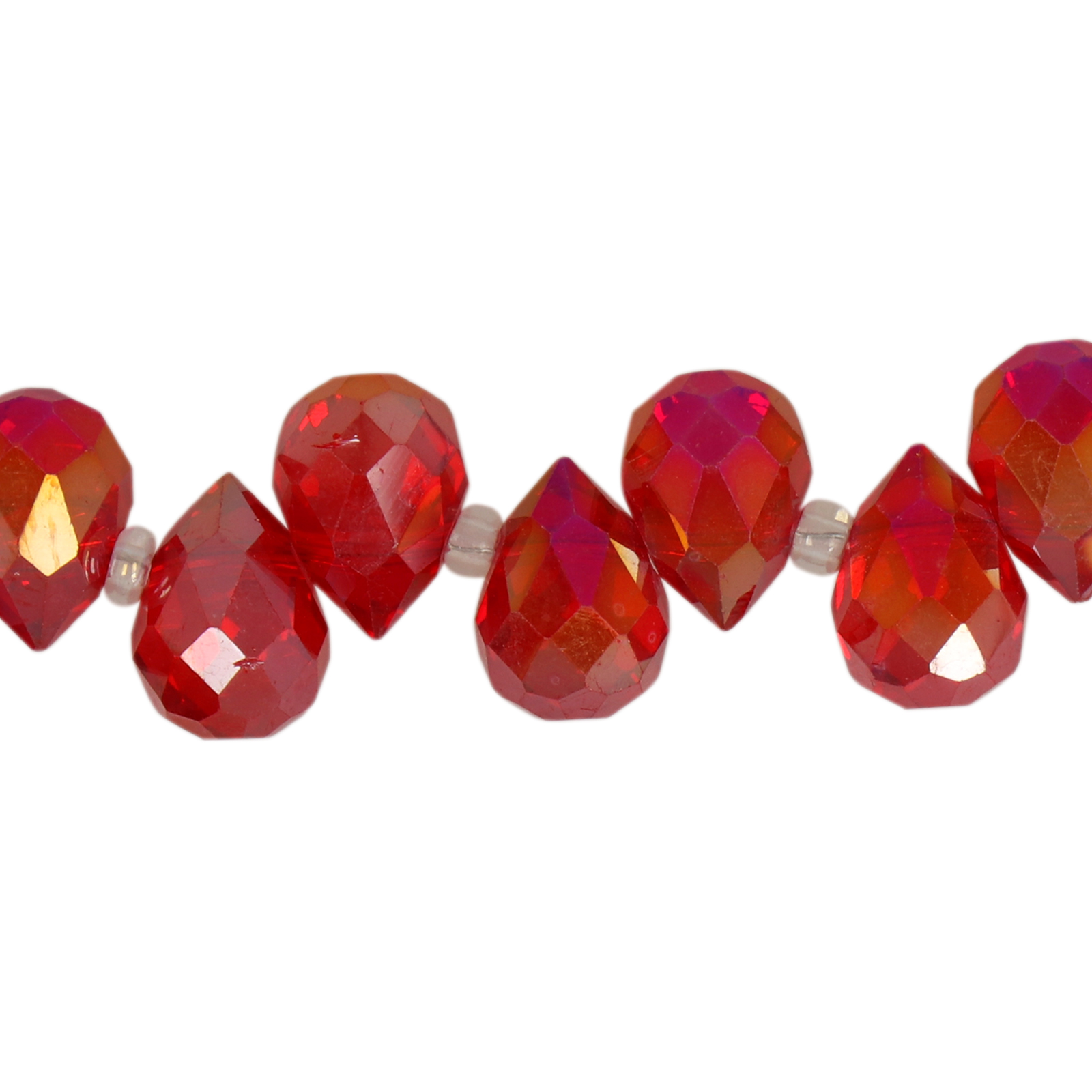 chinese glasperlen briolette tropfen light siam ab 10x8mm | 15st