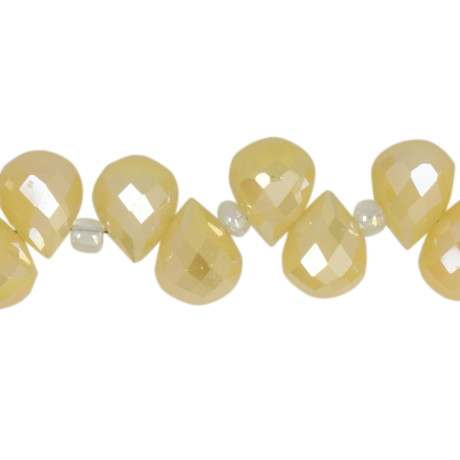 opaque pale yellow ab chinese crystal faceted briolette 10x8mm | 15pc