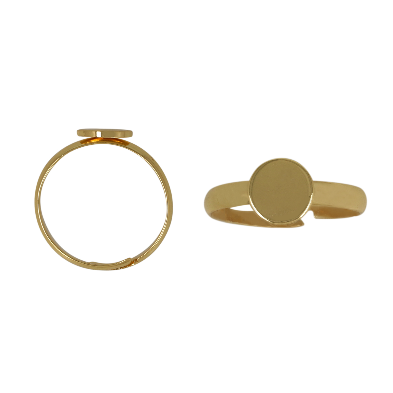 adjustable gold plated base ring with flat base 8mm | 1pc