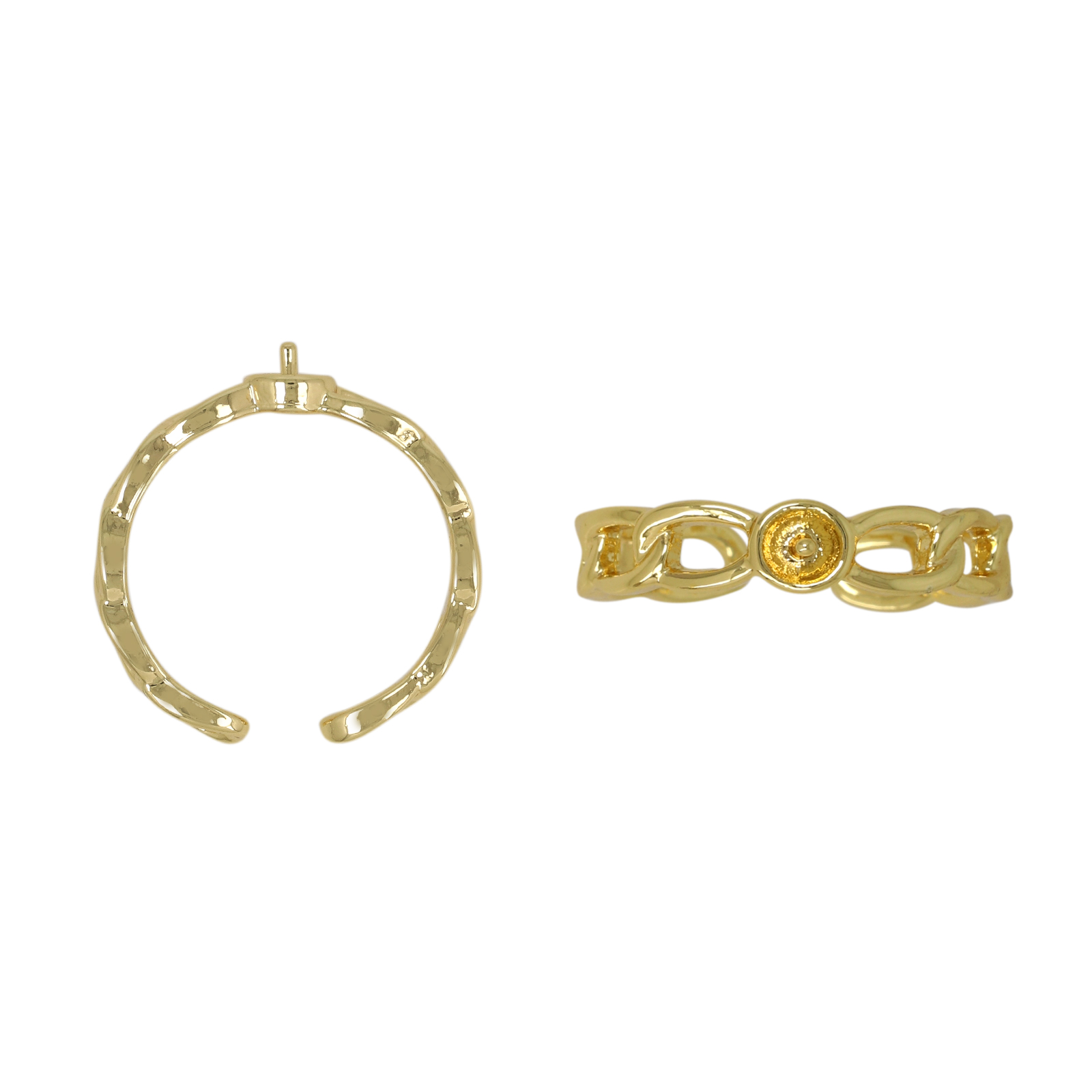 adjustable gold plated groumette ring half-drilled pearl 4-8mm | 1pc