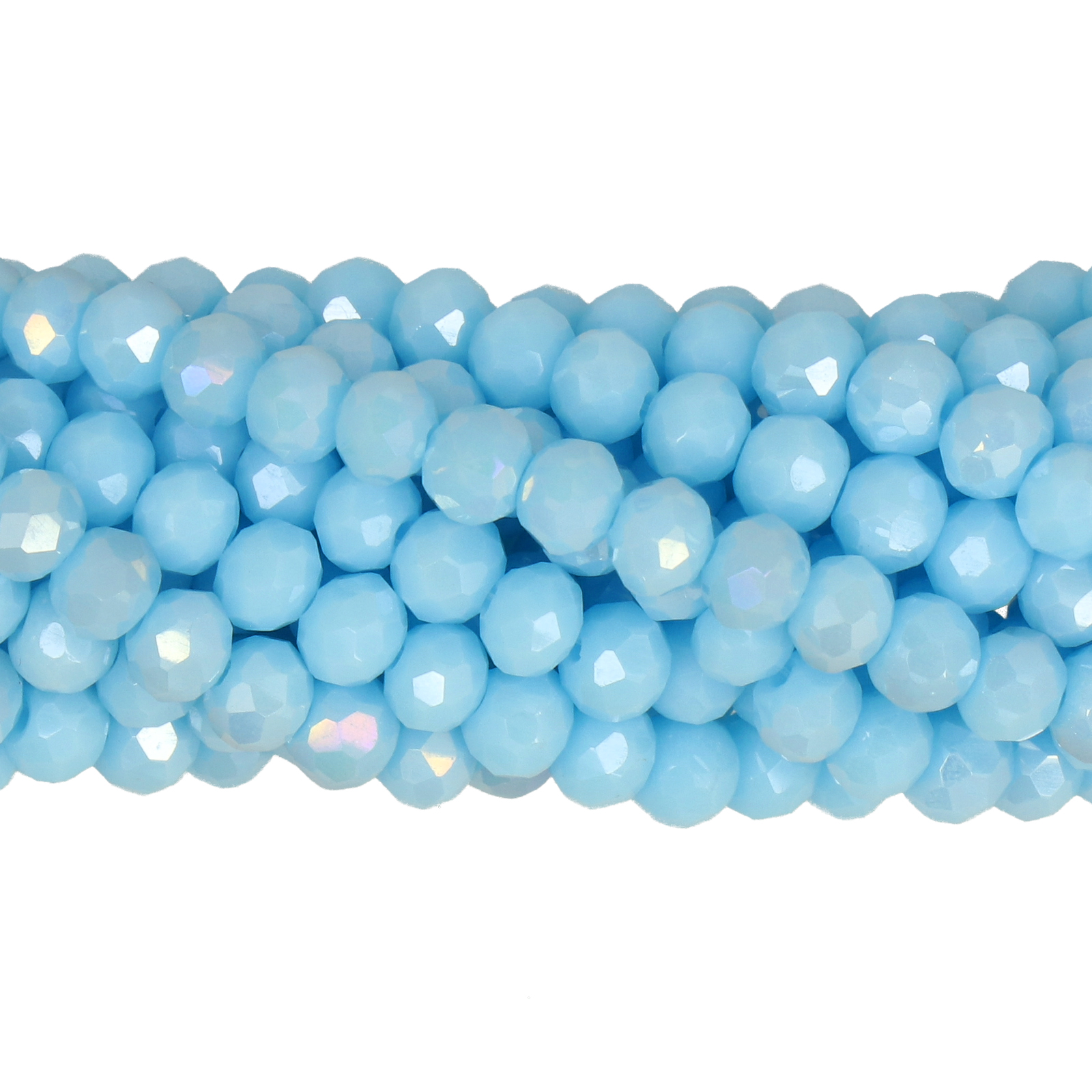 chinese glasperlen facettiertes rondelle opaque light blue ab 4x3mm | 1-strang