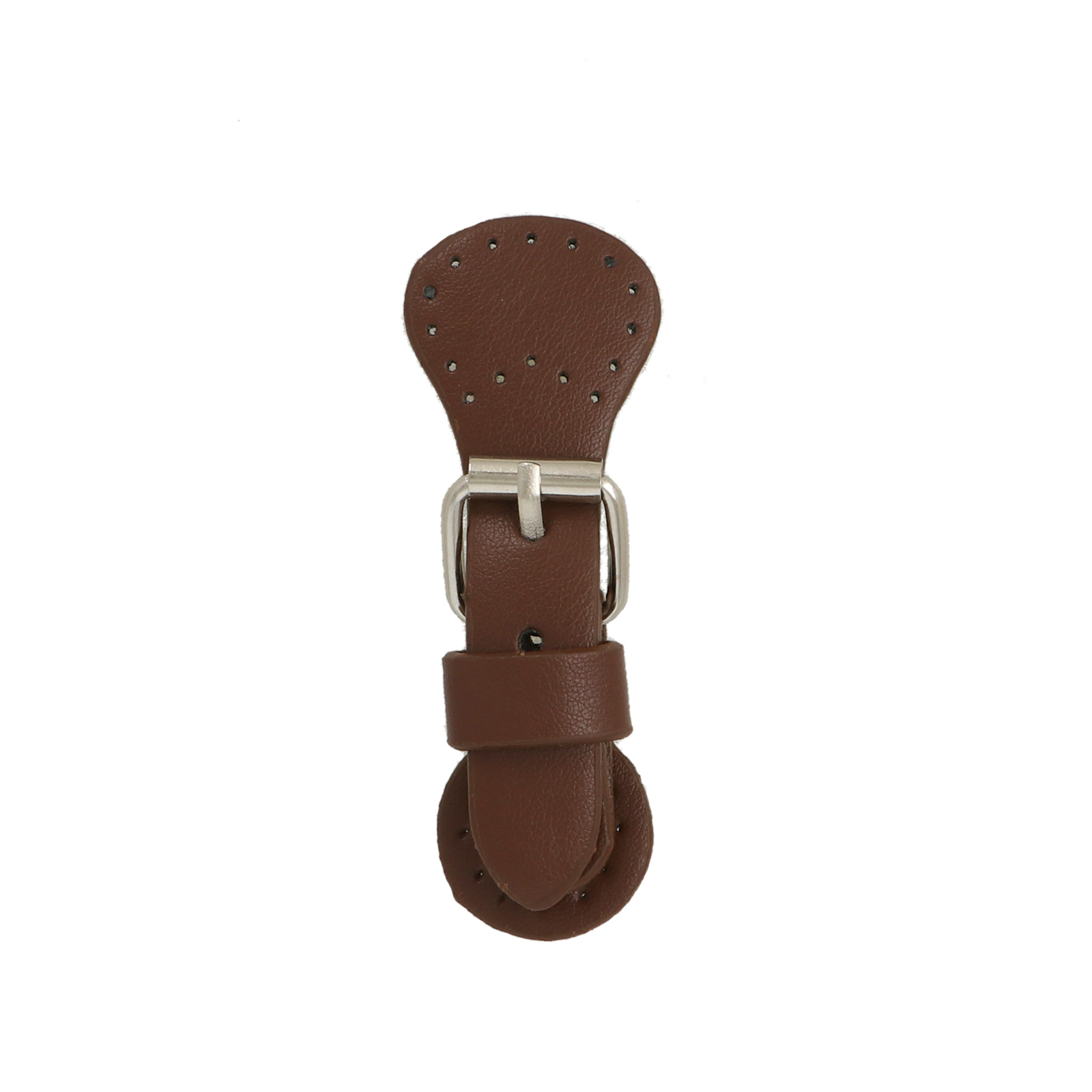 bag clasp buckle silver - brown sew on pu 8x3cm | 1pc