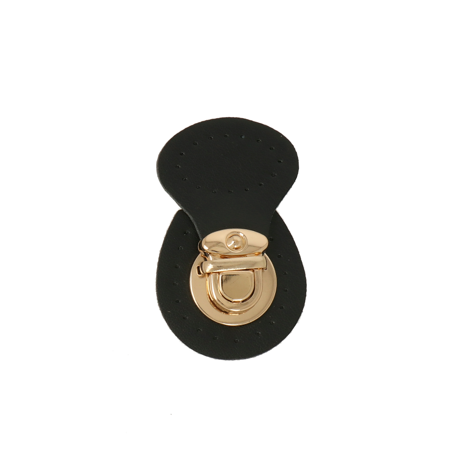 bag clasp gold tuck lock 22x18mm - black sew on pu 6x4cm | 1pc