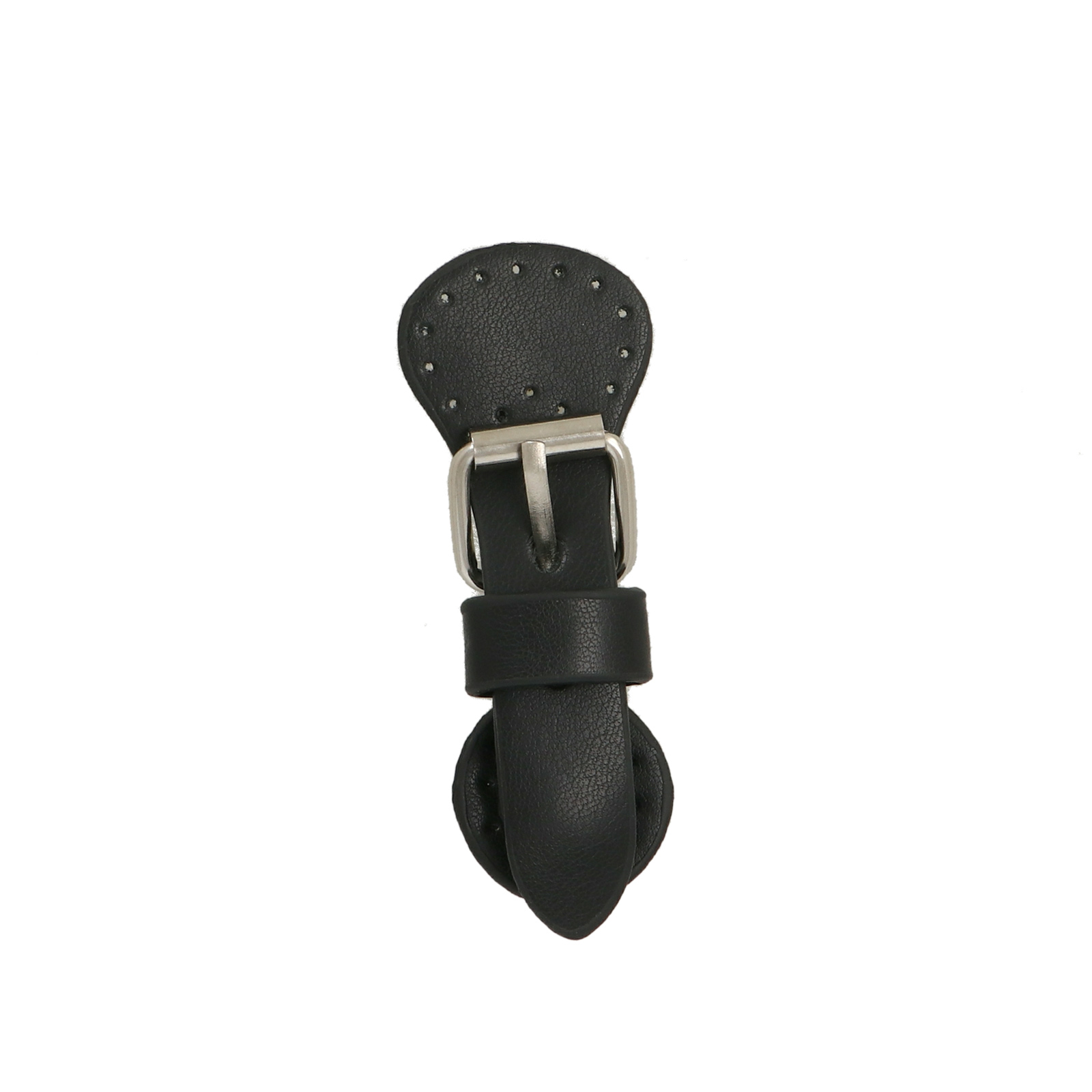 bag clasp buckle silver - black sew on pu 8x3cm | 1pc