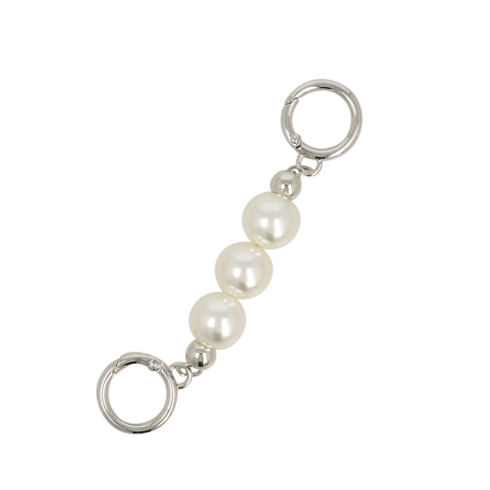 bag chains extension silver with white beads 14cm | 1pc