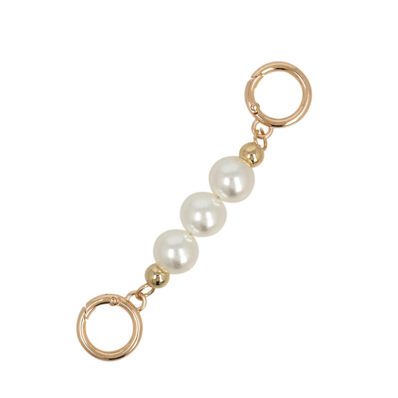 bag chains extension gold with white beads 14cm | 1pc