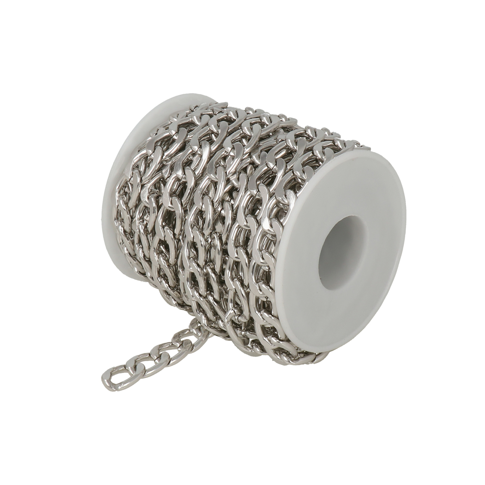 silver aluminium groumette diamond cut chain 13,5x9mm | 5mt