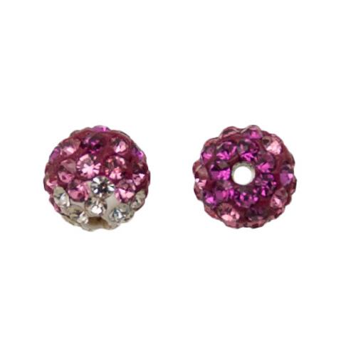 pave' beads - fuchsia multicolor round 6mm | 1pc