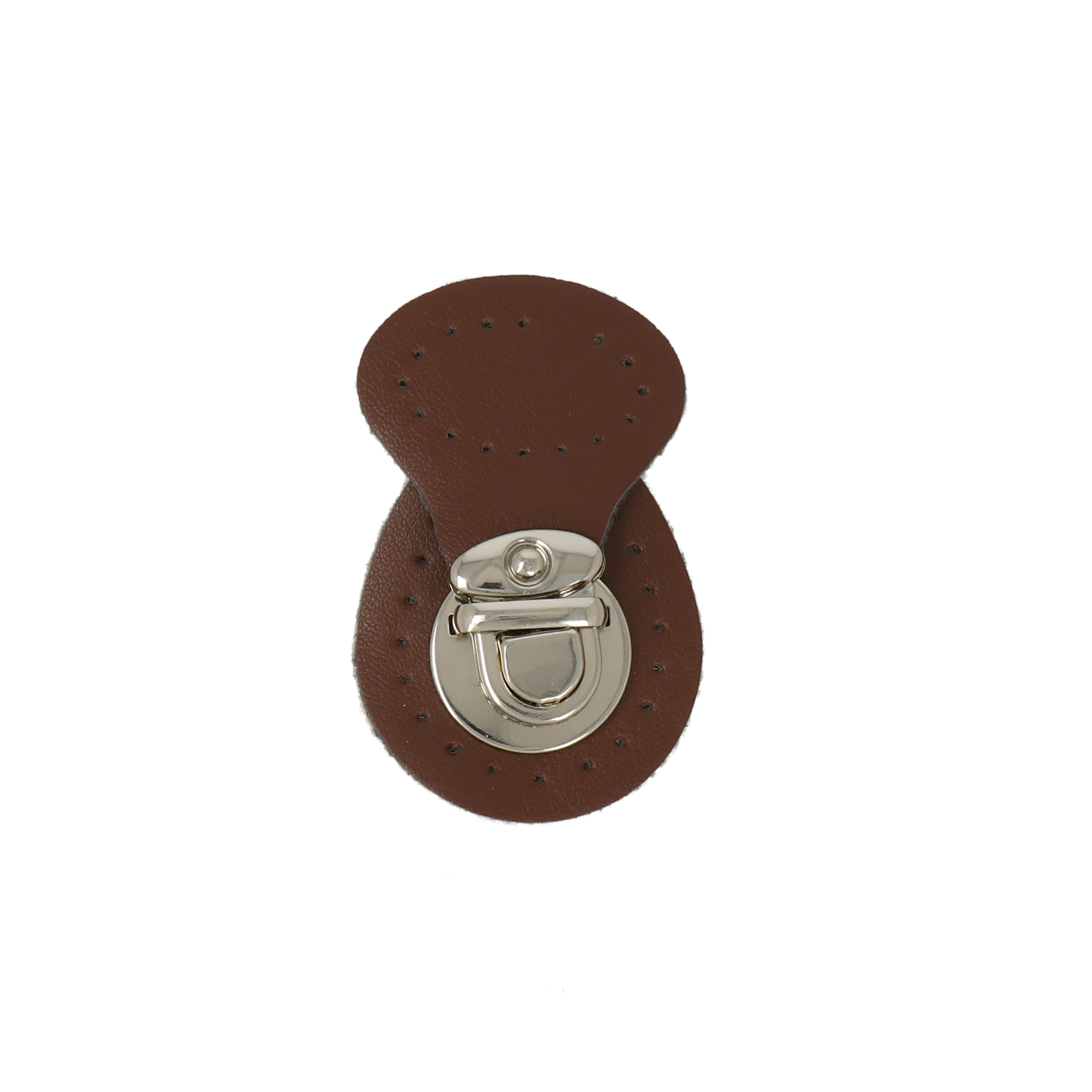 bag clasp silver tuck lock 22x18mm - brown sew on pu 6x4cm | 1pc