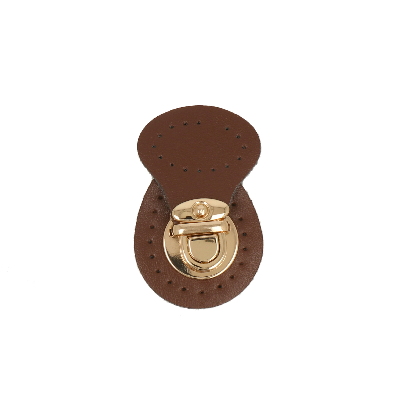 bag clasp gold tuck lock 22x18mm - brown sew on pu 6x4cm | 1pc