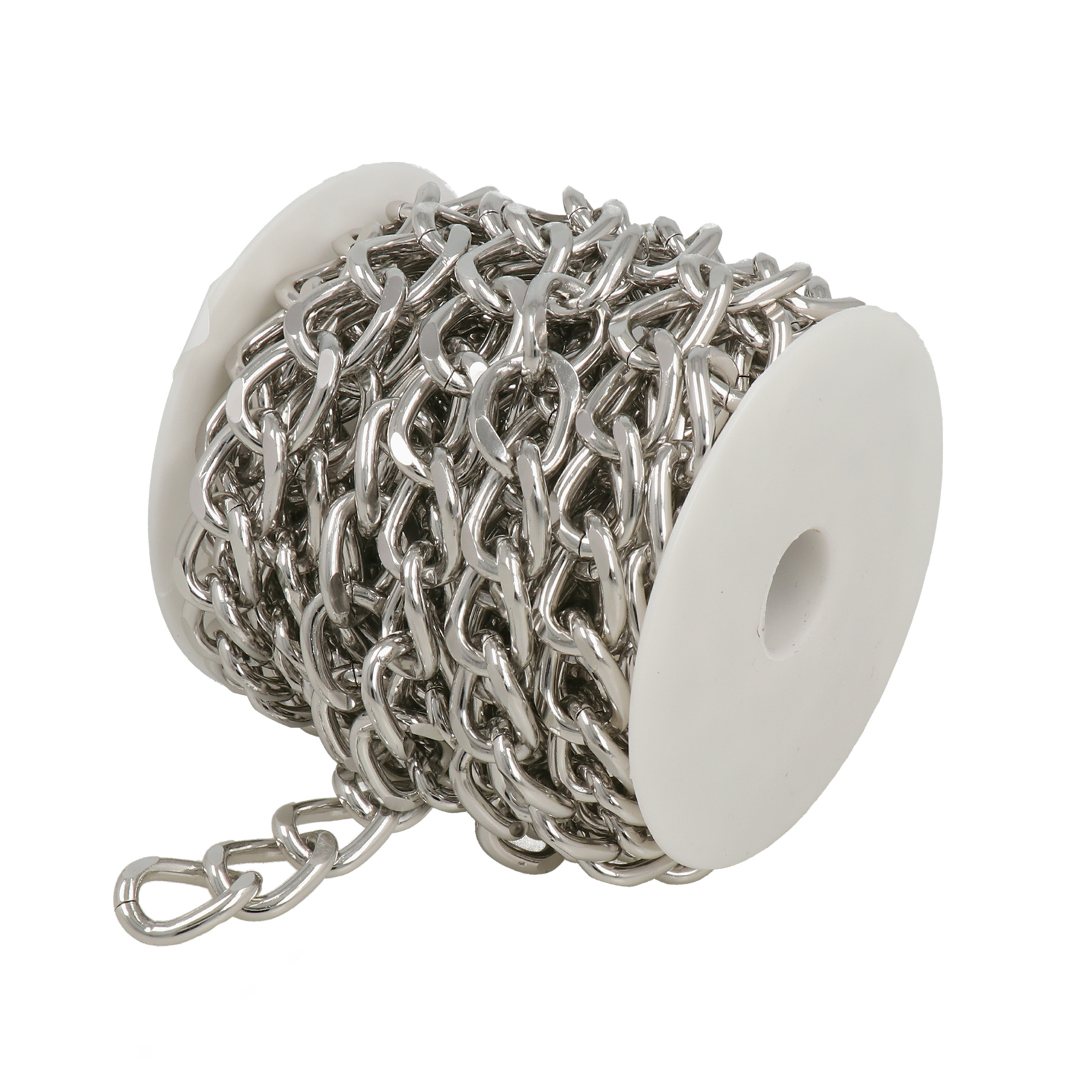 silver aluminium groumette diamond cut chain 20x15mm | 5mt