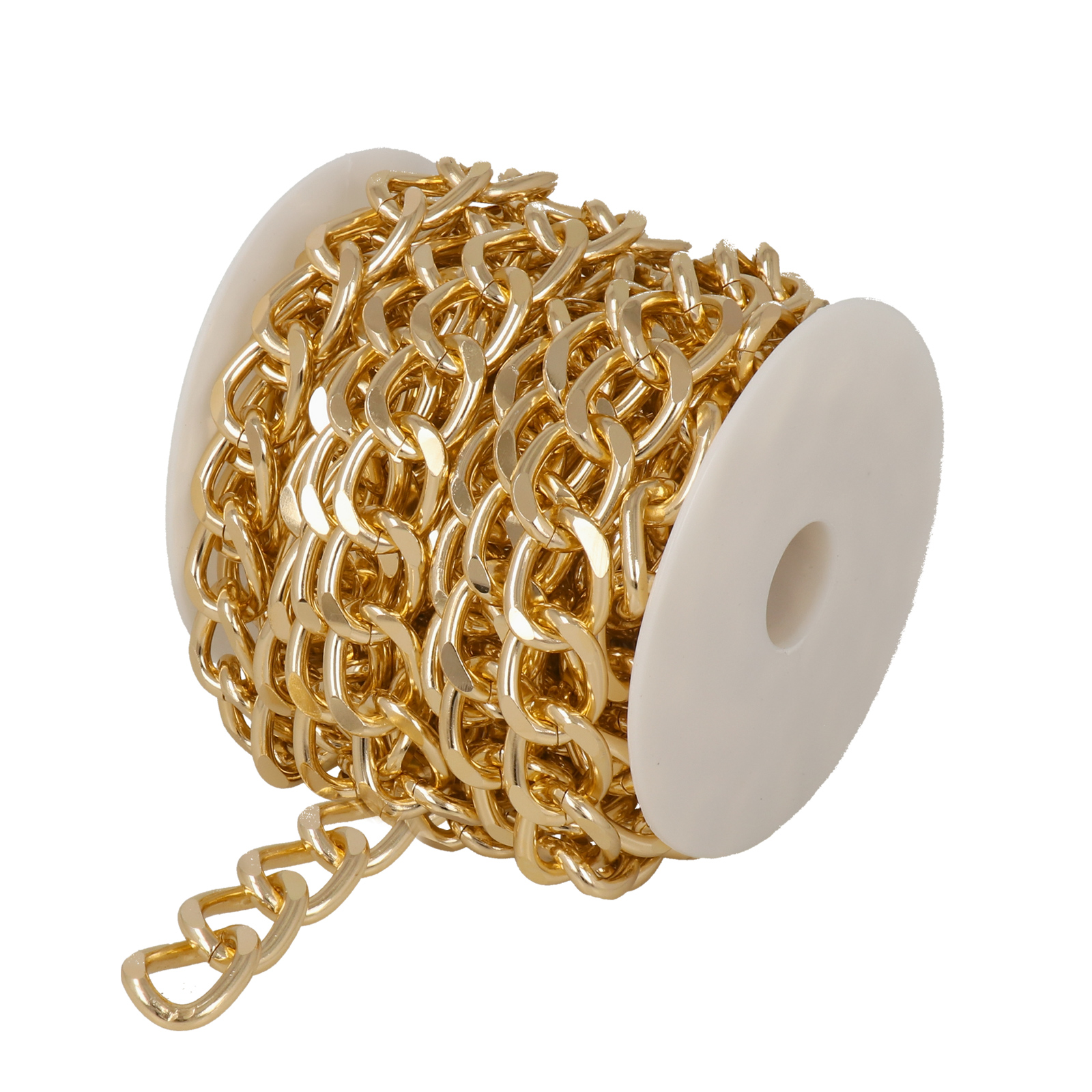 gold aluminium groumette diamond cut chain 20x15mm | 5mt
