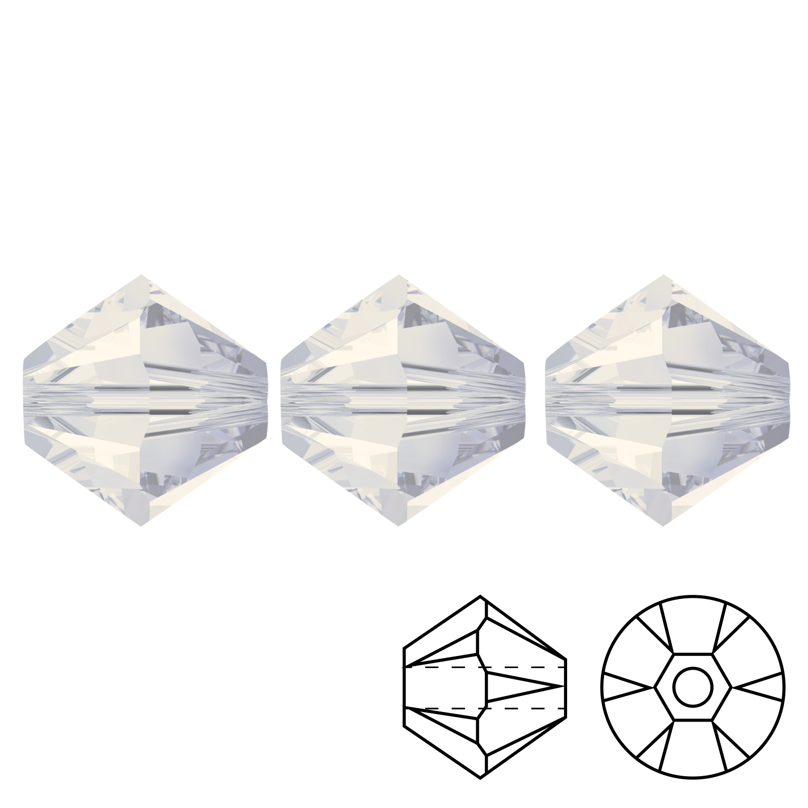 bicone (5328) white opal 6mm | 20pc