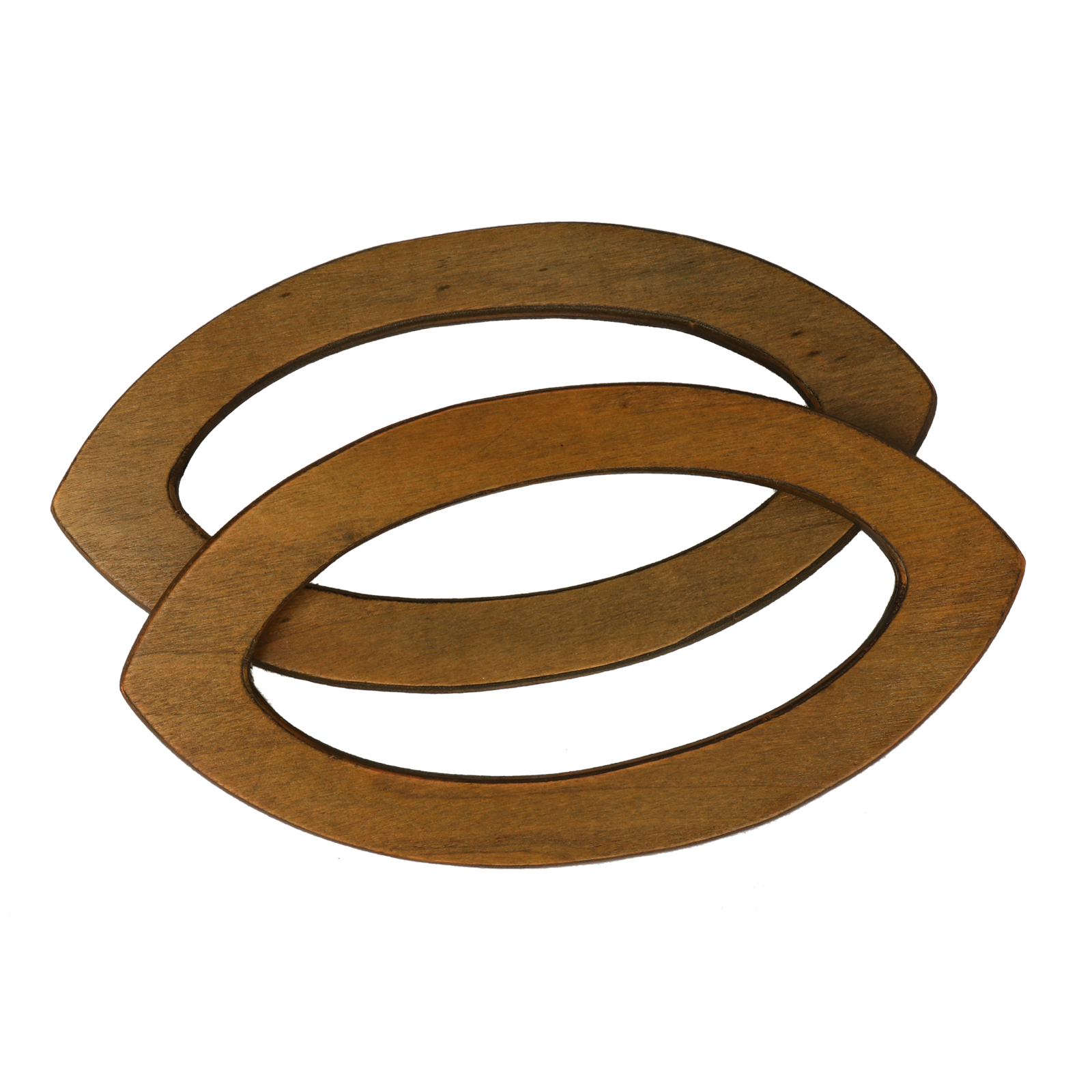 shabby wood navette shape magnetic bag handle 19x10x1,8cm | 2pc